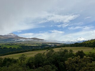 mountain landscape with clouds cotopaxi volcano 