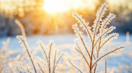 Fototapeta premium Frosted Plants in a Field
