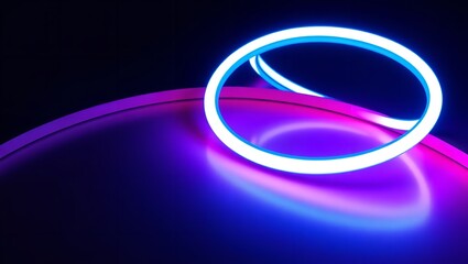 Technology blue circle light stage on black background