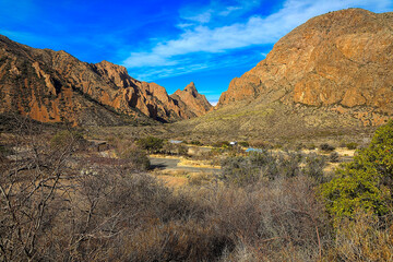 The Chisos Mountains, also known as the Chisos, are a mountain range located in the Big Bend area of the Trans-Pecos region of Texas