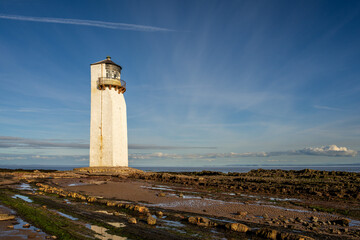 The Southerness Lighthouse on the banks of the Dumfries Channel, Scotland, UK