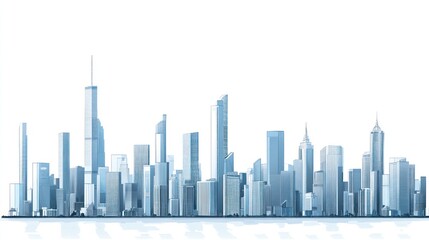 Naklejka premium Modern city skyline, urban landscape, daytime, clear sky, business background