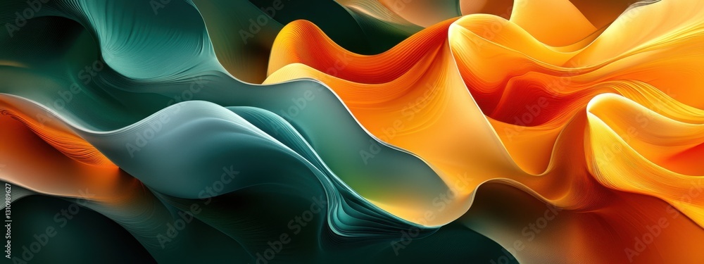 Poster dynamic abstract waves: a colorful composition of flowing textures and visual harmony