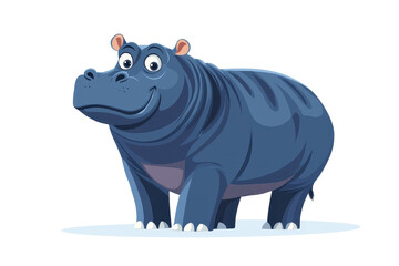 Fototapeta premium A flat style illustrated hippo, isolate on white background, featuring bright colors and cheerful designs. PNG