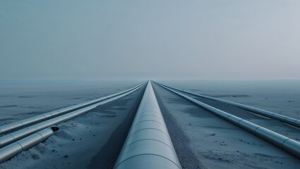 Fototapeta na wymiar Vast oil pipeline stretching across the landscape