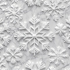 Embossed snowflakes on marble background.