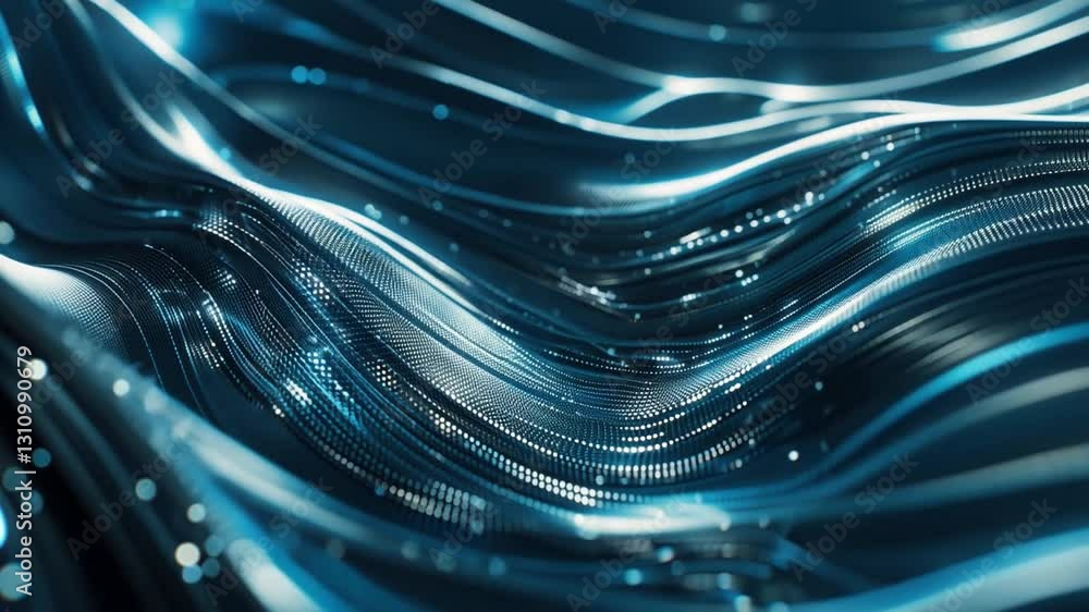 Aufkleber abstract digital waves glowing blue particles and technology innovation create mesmerizing backgroun
