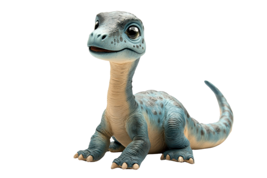 A baby Brachiosaurus, isolate on white background, displaying its adorable features and small size. PNG