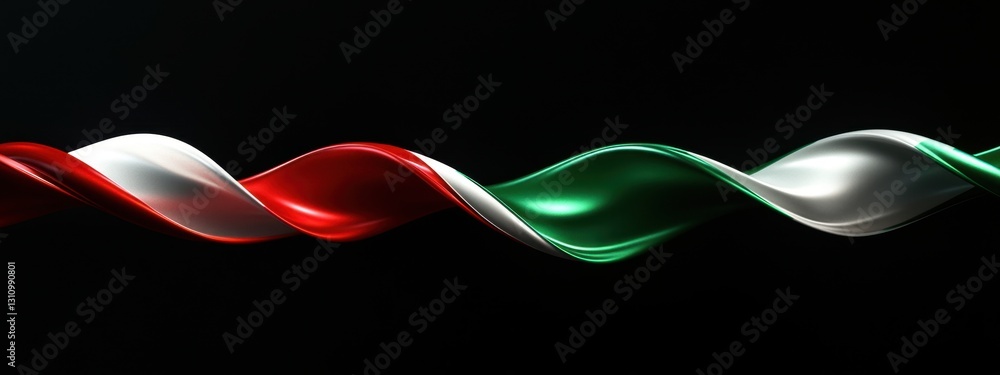 Poster elegant curves of the italian flag creating a fluid visual representation of pride and identity