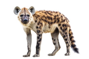 Obraz premium A hyena standing, isolate on white background, showcasing its unique posture and characteristics. PNG