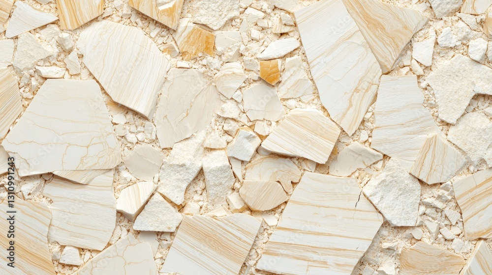 Poster a close-up view of a mosaic floor composed of small, irregularly shaped, off-white tiles with a subt
