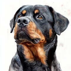 Obraz premium Hyper-Realistic Watercolor Rottweiler Clipart – Isolated and Centered