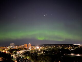 Aurora in Calgary Alberta Canada in winter night