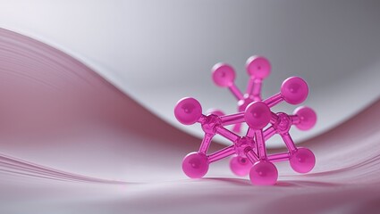 Fototapeta premium Pink Molecular Structure Abstract Background.