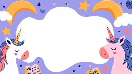 Naklejka premium Whimsical Unicorns with Colorful Background for Kids' Projects