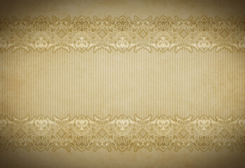 Aged striped paper background with decorative vintage border.