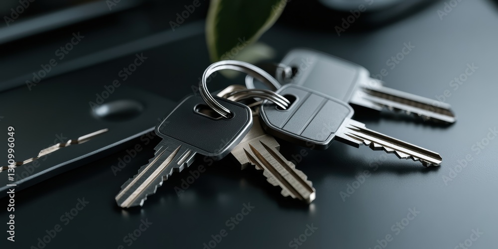 Poster new apartment keys resting on a smooth surface showcasing modern design elements generative ai