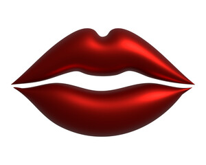 Fototapeta premium Hyper-Realistic 3D Render of Glossy Red Metallic Lips with Futuristic Shiny Texture and Reflective Surface, Perfect for High-Tech, Fashion, and Digital Art Designs