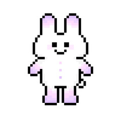 ピクセルアートな二足歩行のグラデーションうさぎ⭐︎PNG
