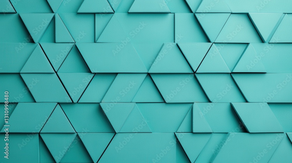 Poster geometric pattern of triangles in vibrant teal color for design