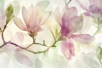 Pastel Magnolia Blossoms, Spring Branch, Soft Background, Floral Wallpaper