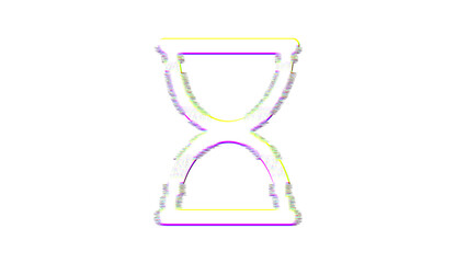 Icon hourglass is distorted. Glitch. Noise, chromatic aberration, geometric distortion