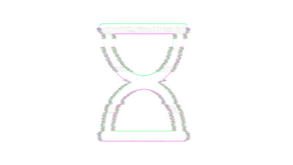 Icon hourglass is distorted. Glitch. Noise, chromatic aberration, geometric distortion