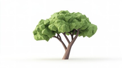  Abstract Low Poly Tree Isolated on White Background