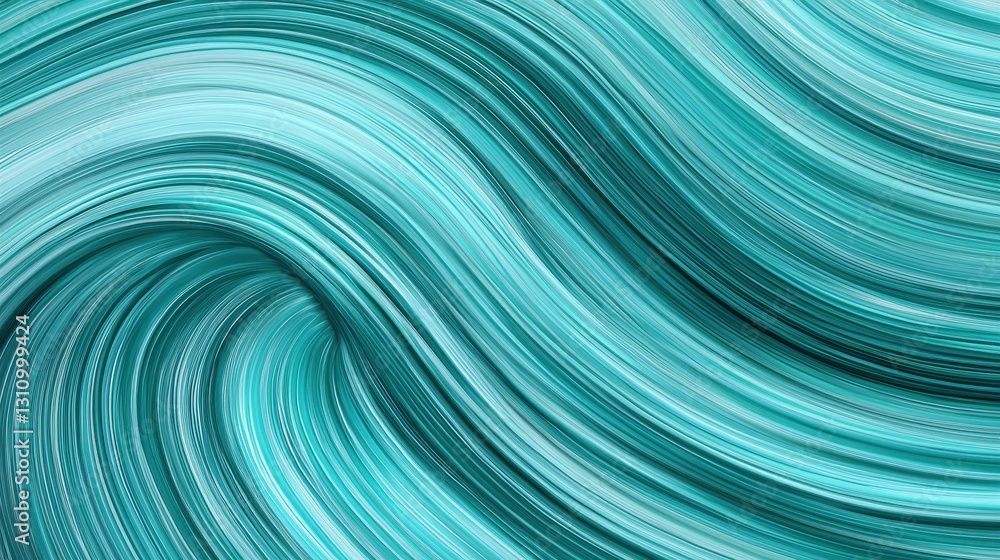 Poster abstract turquoise wave pattern with smooth flowing lines