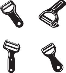 Silhouette Set of Various Vegetable Peelers - Kitchen Utensils Vector Illustration