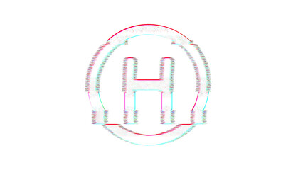 Icon hospital symbol is distorted. Glitch. Noise, chromatic aberration, geometric distortion