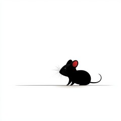 Illustration of a cute black mouse on a white background