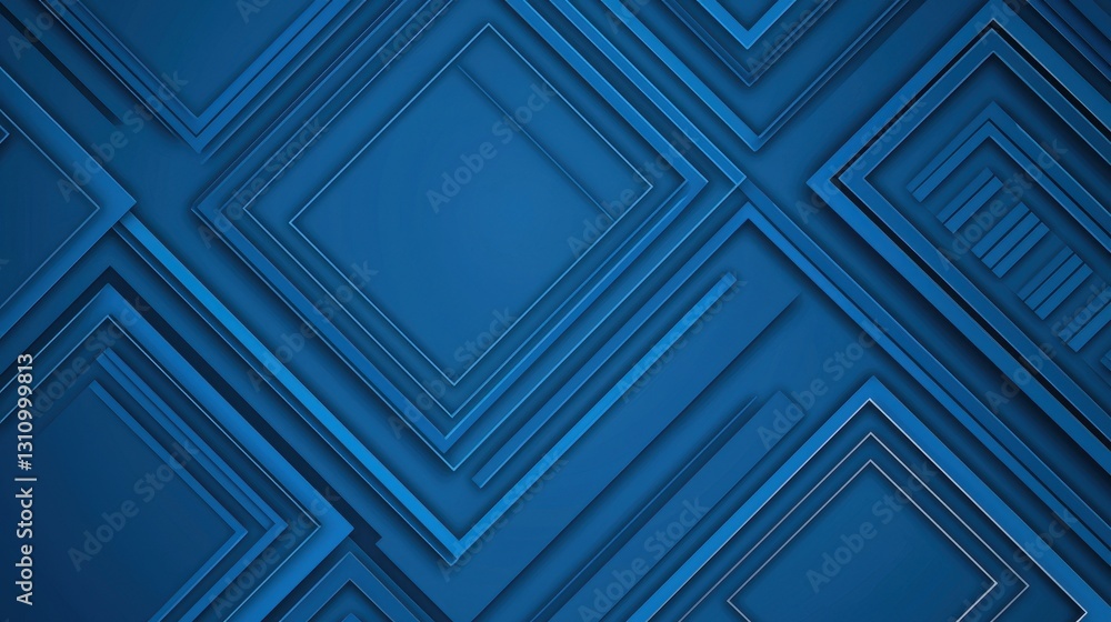 Poster blue geometric shapes with layered lines and depth effect