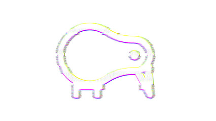 Icon kiwi bird is distorted. Glitch. Noise, chromatic aberration, geometric distortion