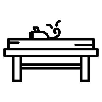 woodworking bench with plane and wood shavings clip art preview