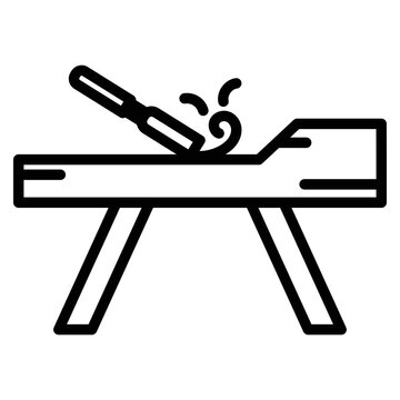 woodworking bench with chisel carving clip art preview