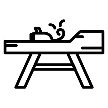 black outline wood plane on workbench clip art preview