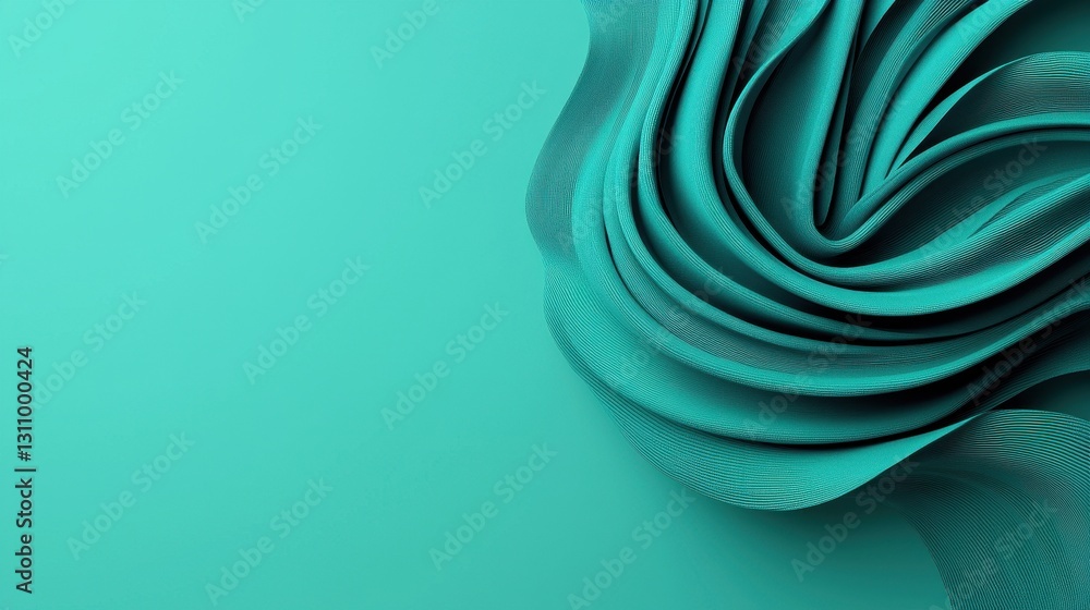 Poster soft turquoise fabric flowing in a gentle wave pattern