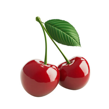 3d rendering icon cherry illustration PNG. cartoon minimal style on transparent isolated background.