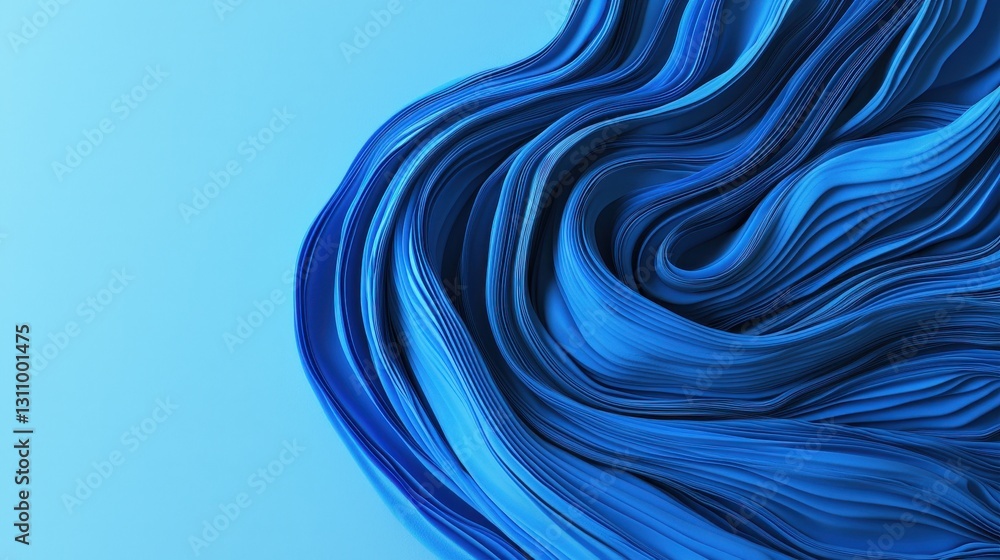 Poster fluid abstract blue waves flowing on soft background surface