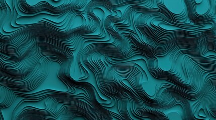 Obraz premium Abstract Wavy Pattern with Fluid Lines in Teal and Dark Shades