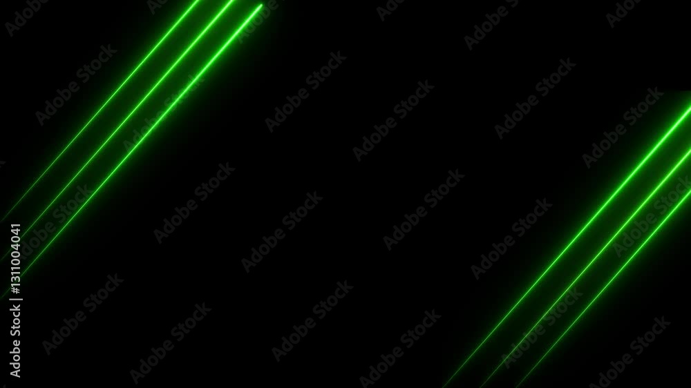 Poster abstract green color neon lights line animation neon line ,abstraction neon lines moving down screen