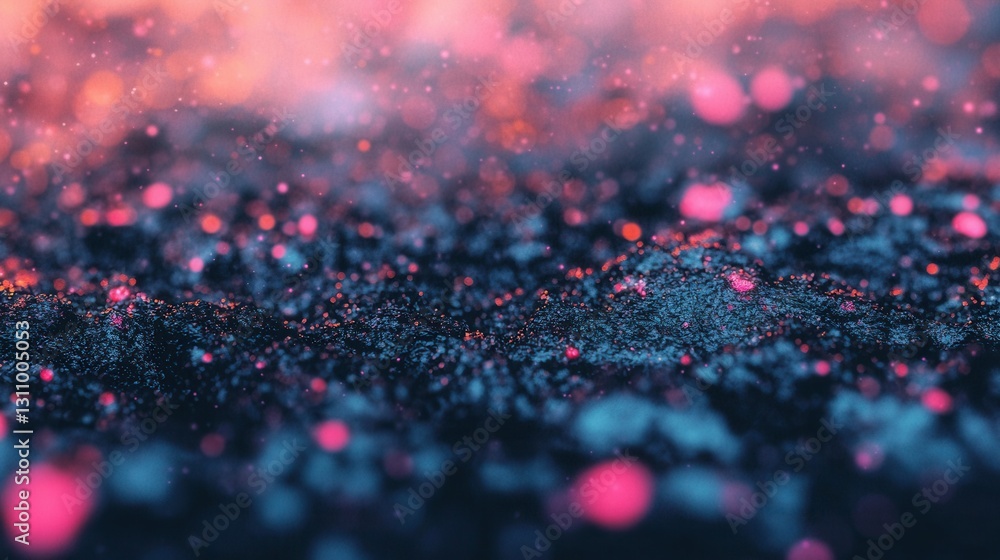 Poster multicolored abstract background with bokeh and dust particles