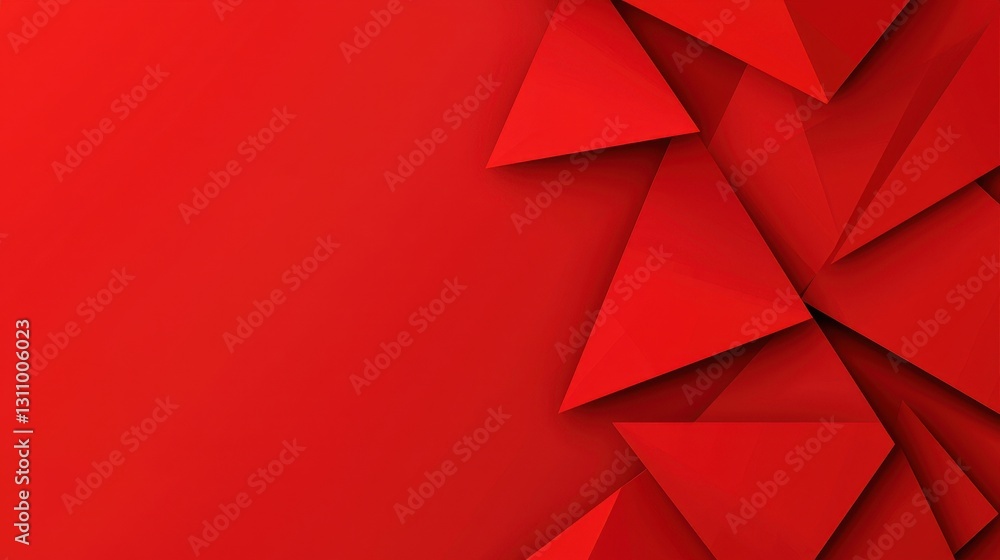 Poster abstract red background with geometric triangle shapes design