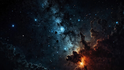 Fototapeta premium 宇宙空間に浮かぶ星雲と星