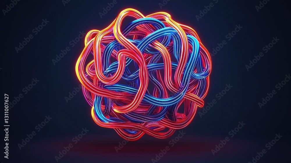 Poster colorful intertwined lines creating a dynamic abstract sphere