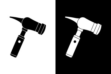 Simple Otoscope Icon High-Quality Black and White Silhouette Vector.