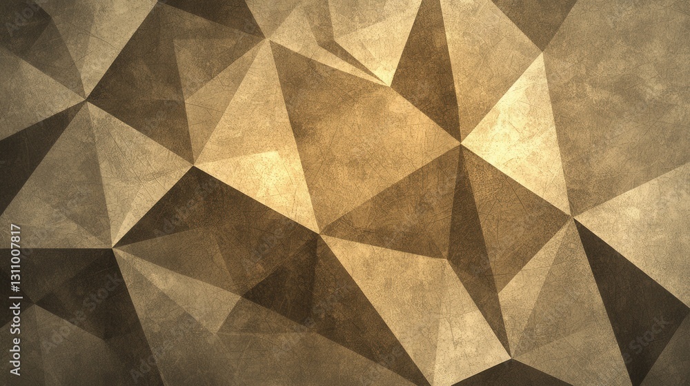Poster golden geometric abstract pattern with sharp angles and depth