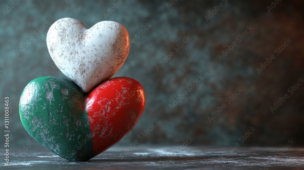 Aufkleber a captivating display of love: three hearts symbolizing unity and emotion in simple art