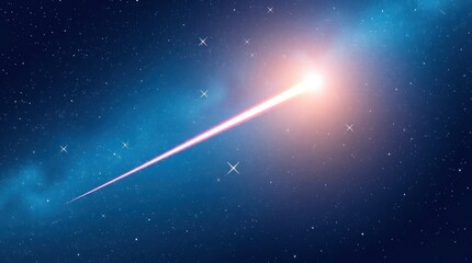 Bright Shooting Star Streaking Across Night Sky with Starry Background